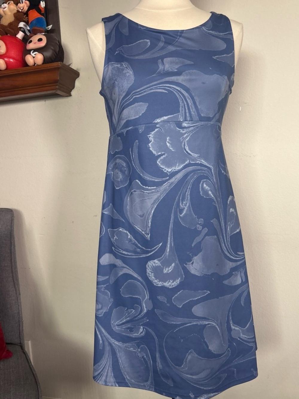 Columbia Blue Marble Sleeveless Mini Dress